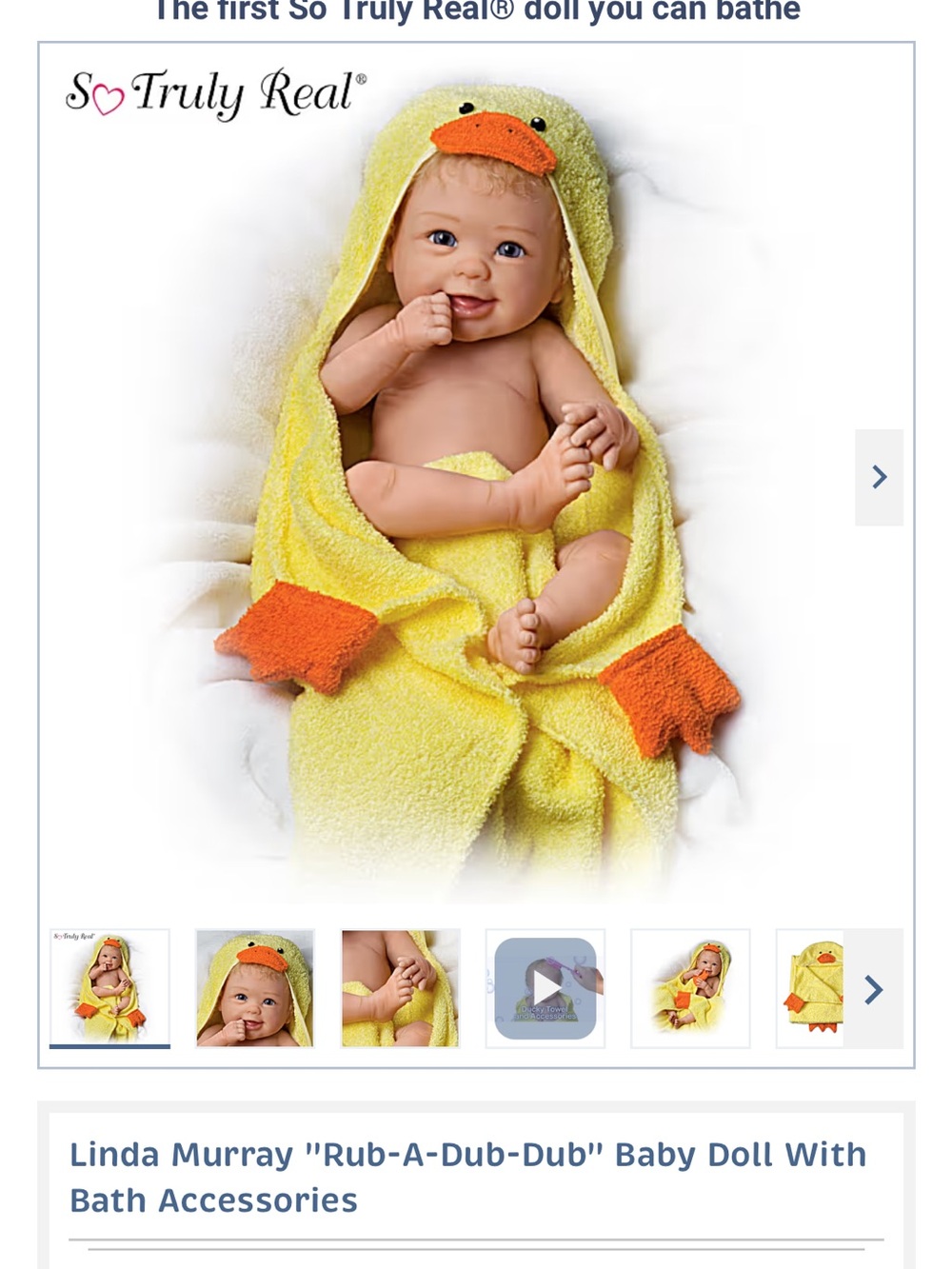 So Truly Real Rub-A-Dub-Dub Yellow Duck Baby Doll with Bath Accessories